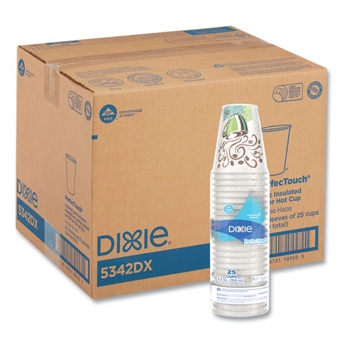 Dixie PerfecTouch Insulated Hot Cups, 12 oz, Paper, Coffee Haze, 500/Carton