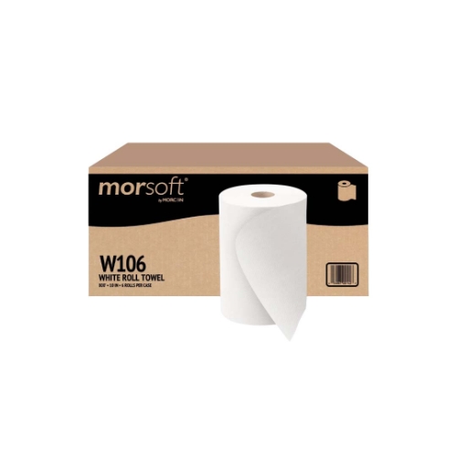 Morsoft Hardwound Towel Roll, 1-Ply, White, 10" x 800', 6 Rolls/Carton (4,800')