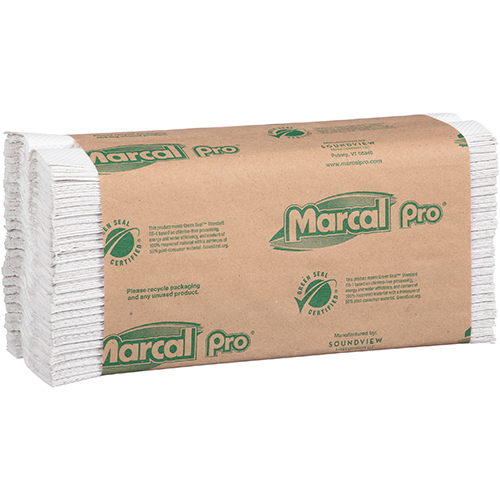 Marcal PRO 100% Recycled C-Fold Paper Towels, 1-Ply, 10.25" x 12.8", White, 150 Sheets/Pack, 16 Packs/Carton (2,400 Sheets)