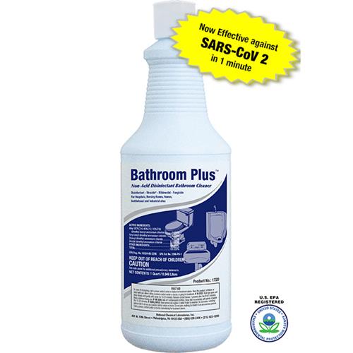 National Chemical Laboratories Bathroom Plus Non-Acid Disinfectant Bowl & Bathroom Cleaner, Floral Scent, 32 oz, 12/Case