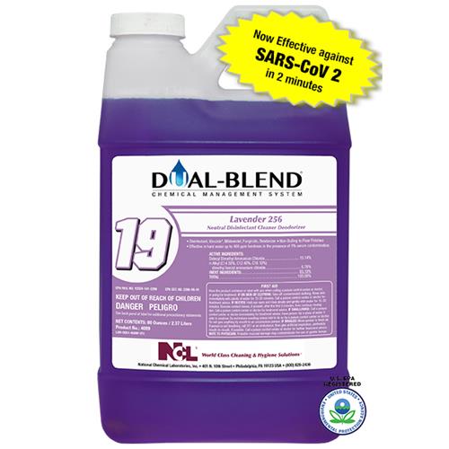 National Chemical Laboratories Dual-Blend #19 Disinfectant 256, Lavender Scent, 80 oz, 4/Case